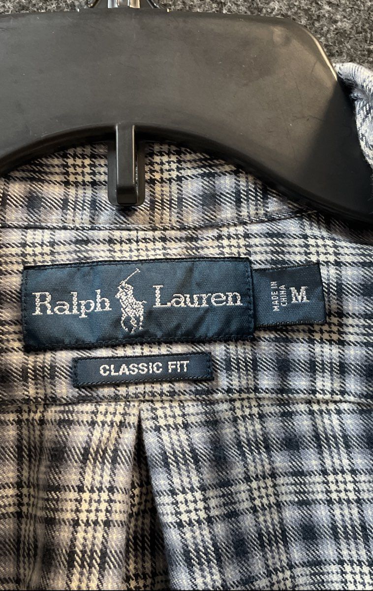 Ralph Lauren Men's Blue Plaid Classic Fit Cotton Button Down Shirt Sz M