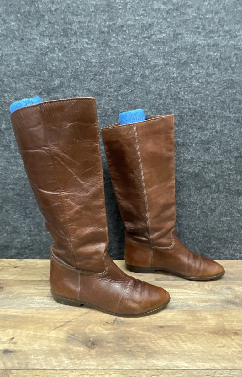 Nine West Brown Leather Tall Knee-High Flat Riding Boots Women's Size 8M
