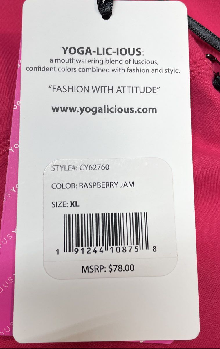 Yogalicious Women's Raspberry Jam Pink High Waist Capri Leggings Size XL NWT