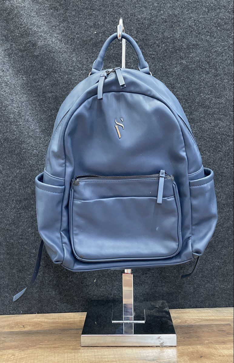 Simply Vera Vera Wang Blue Leather Backpack Large Rucksack Gunmetal Hardware