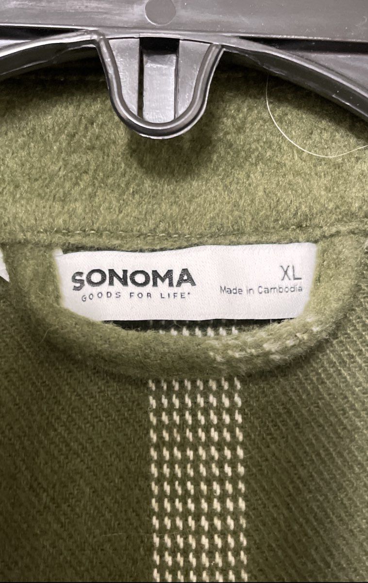 Sonoma Goods for Life Women's Green Plaid Button Front Shacket Size XL