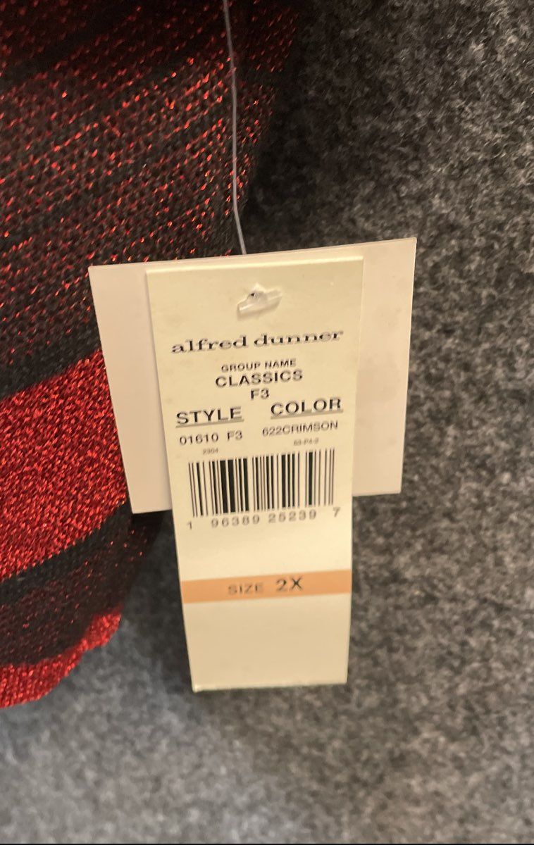 Alfred Dunner Women's Crimson Red Striped Metallic Cardigan Sz 2X NWT