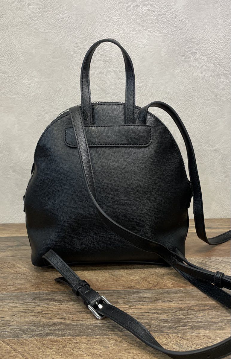 Karl Lagerfeld Paris Black Maybelle Backpack Caricature Patch Silver Hardware