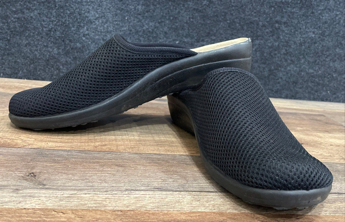 Fly Flot Black Mesh Anti-Shock Slip-On Clogs Mules Made in Italy Size 41
