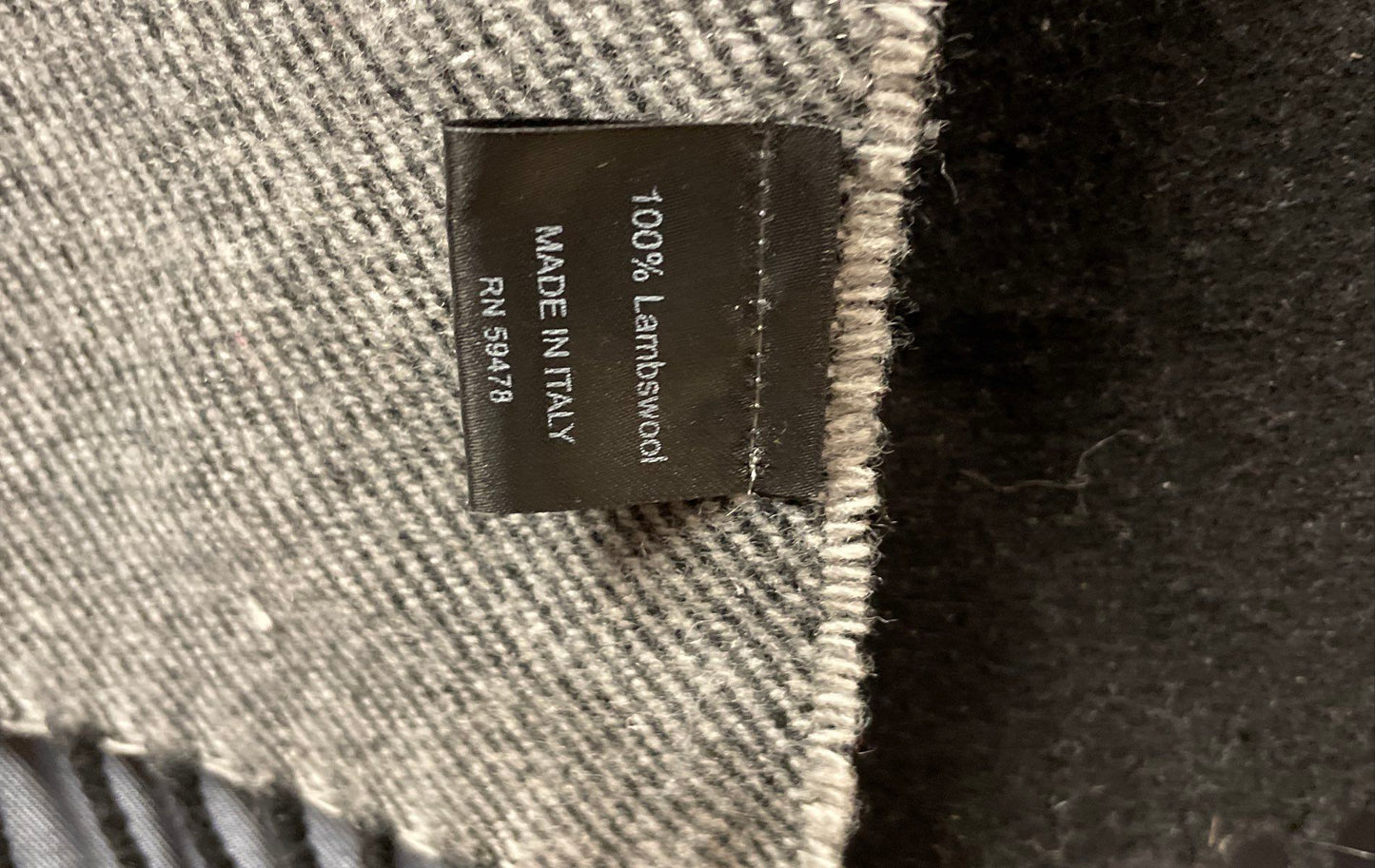 Italian Woollen Treasures Unisex Scarf Gray Black 100% Lambswool Buffalo Check