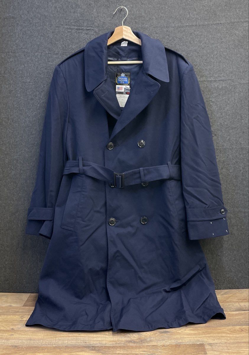 Vintage 80s Neptune Garment Co Men's Navy USAF Topcoat Trench Coat Sz 46 Short