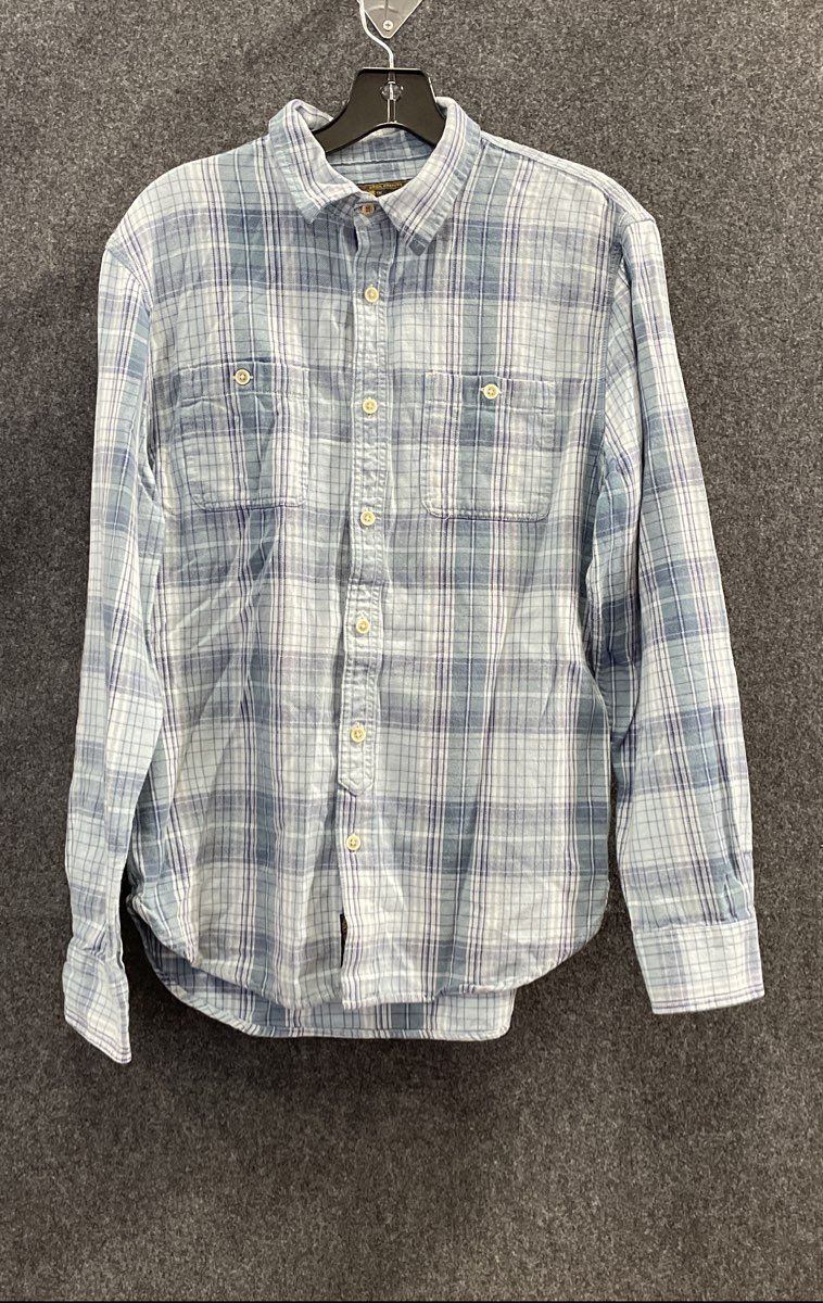 Lucky Brand Men's Blue Plaid Long Sleeve Button Down Collared Shirt Sz M