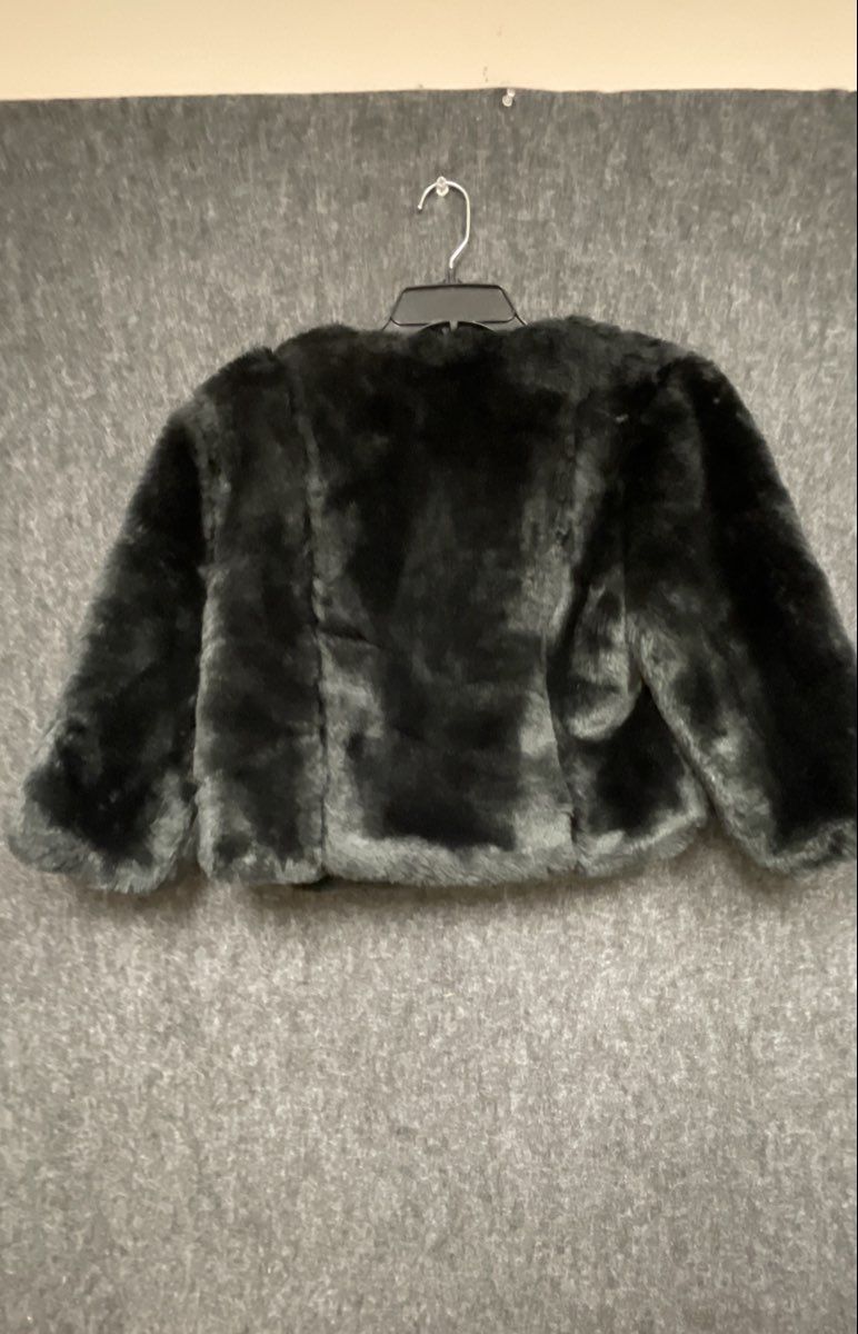 LC Lauren Conrad Women's Black Faux Fur Cropped Jacket Bolero Sz S