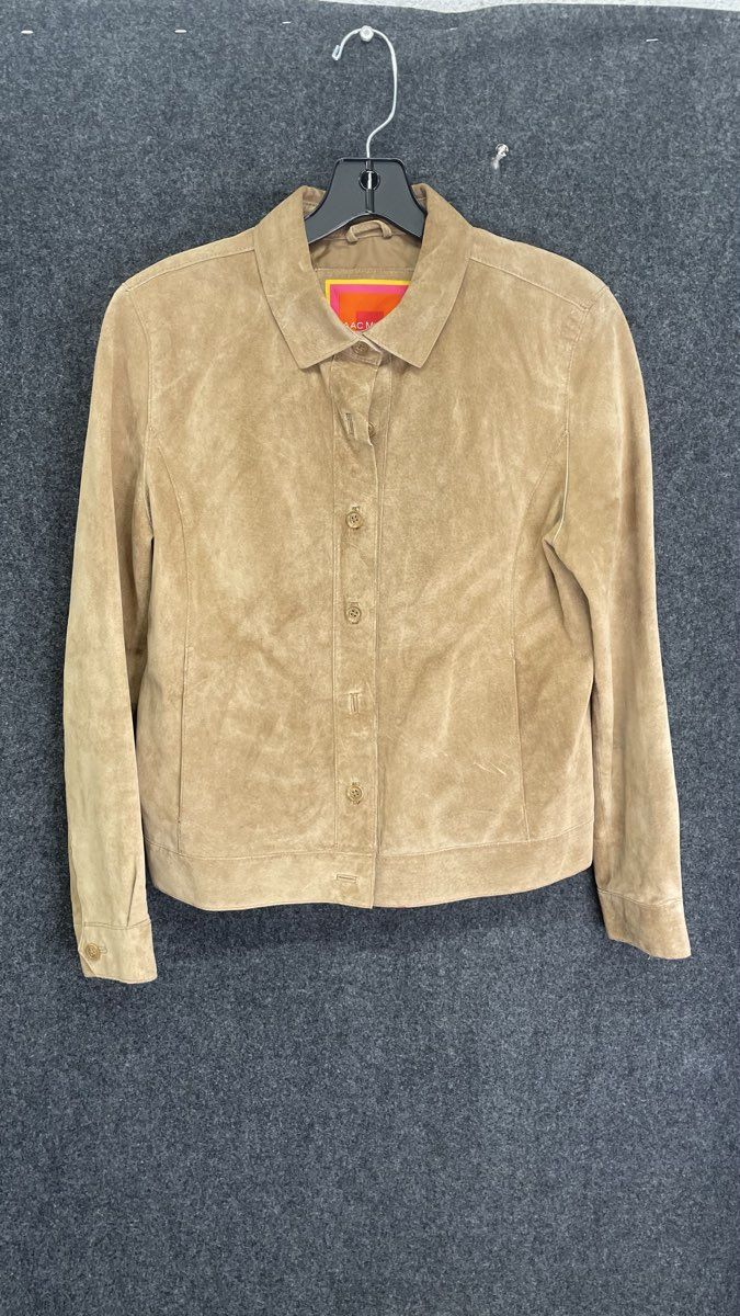 Isaac Mizrahi for Target Women's Tan Suede Leather Button Front Jacket Sz M