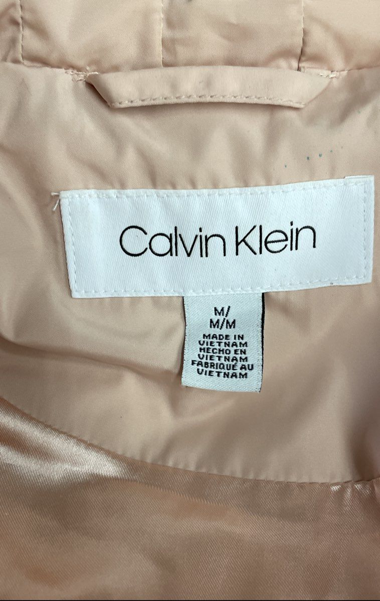 Calvin Klein Women's Light Pink Puffer Vest Quilted Full Zip Mock Neck Sz M