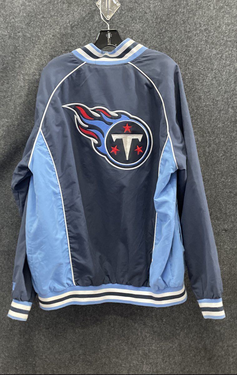 NFL Men's Tennessee Titans Navy Blue Light Blue Full Zip Logo Jacket Sz XL