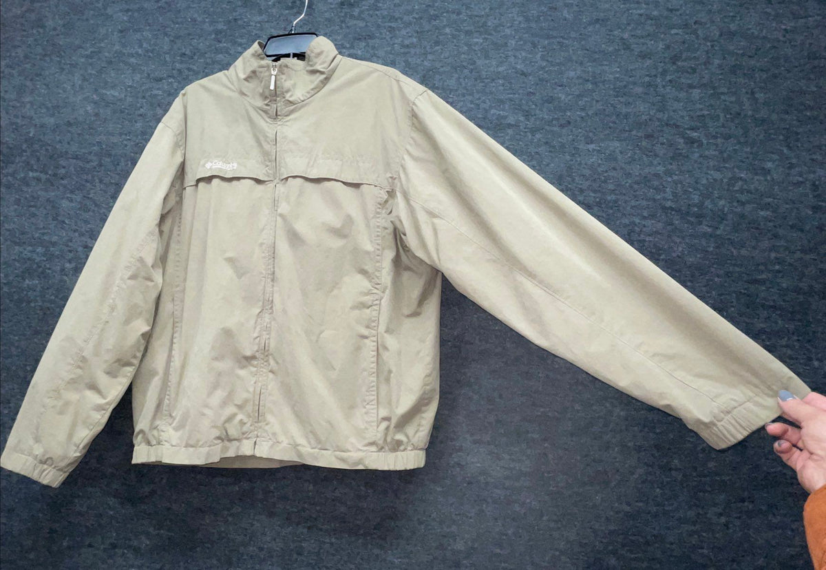 Columbia Men's Full Zip Vented Windbreaker Jacket Olive Khaki Mesh Lined Sz L