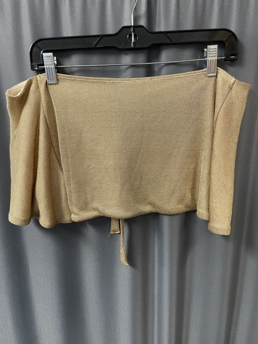 Edikted Women's Gold Metallic Mesh Mini Skirt Tie Front NWT Size S