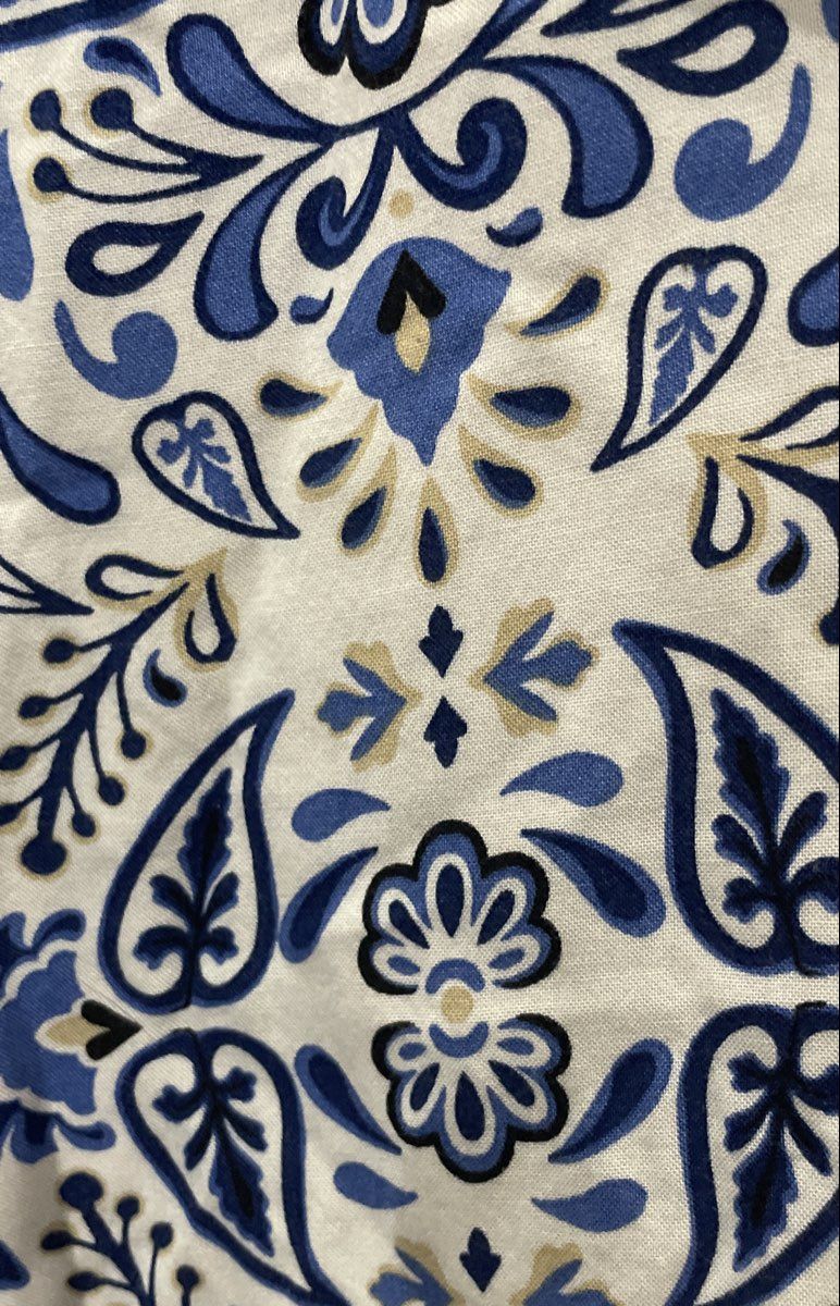 Croft & Barrow Women's Blue Floral Button Up Rayon Blouse Sz PXL