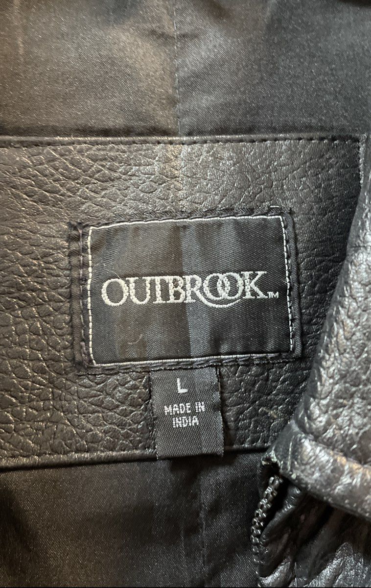 Outbrook Men's Black Genuine Leather Full Zip Bomber Jacket Sz L