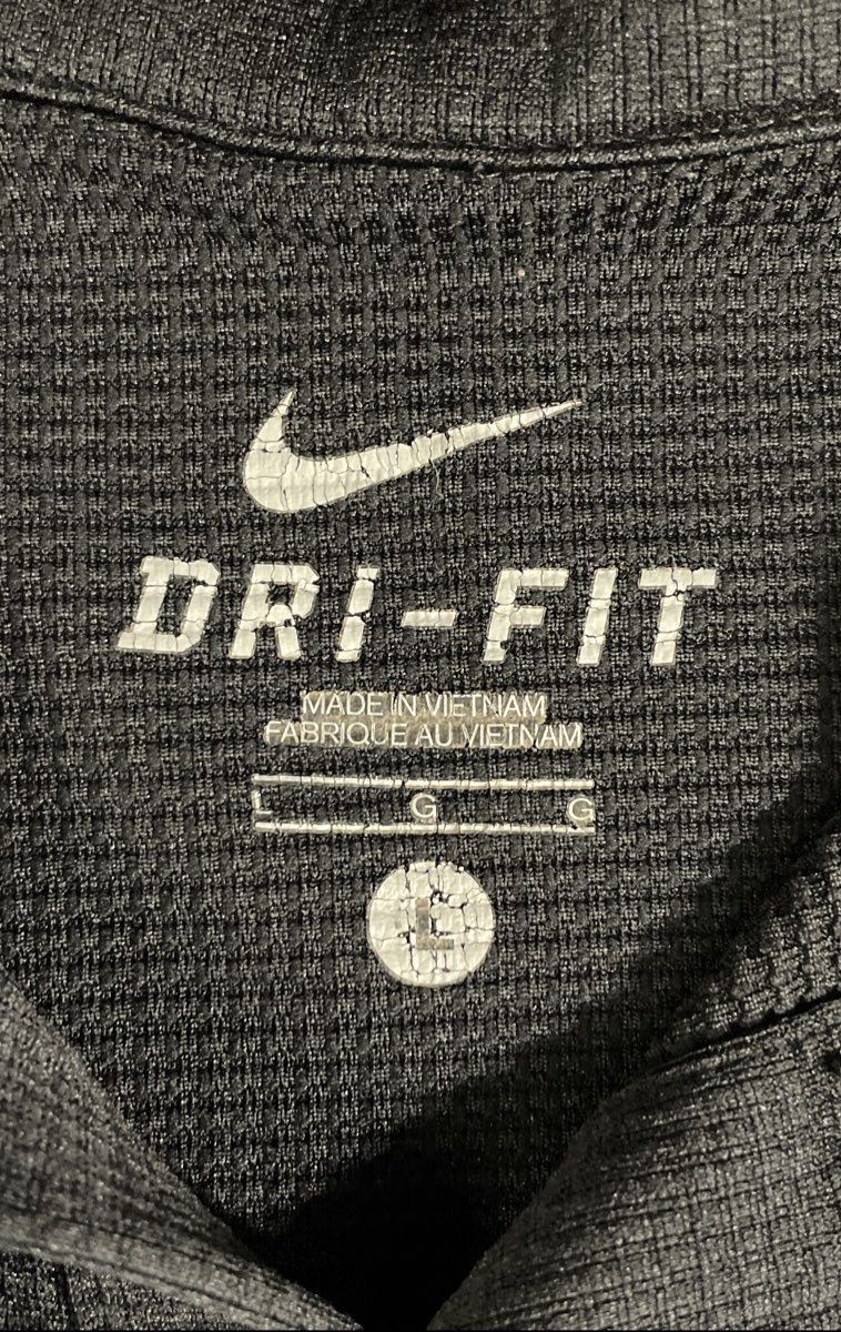 Nike Men's Dri-Fit Black Short Sleeve Textured Athletic Golf Polo Shirt Size L