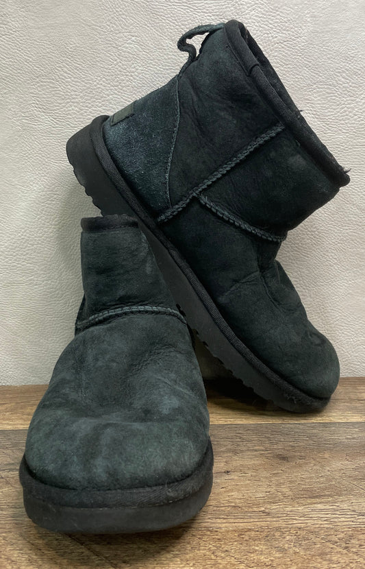 UGG Classic Mini II Black Suede Shearling Boots Women's Size 7