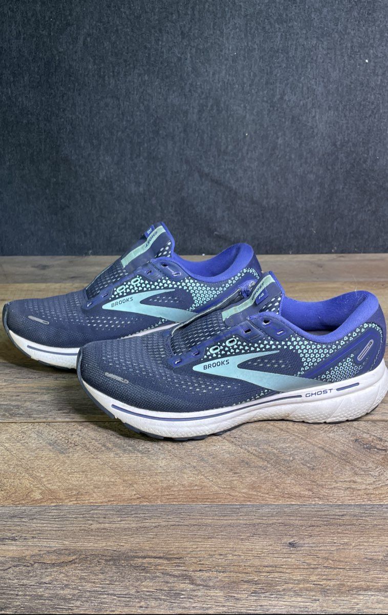 Brooks Ghost 14 Navy Blue Lilac Women's Running Shoes Size 8 Missing Laces