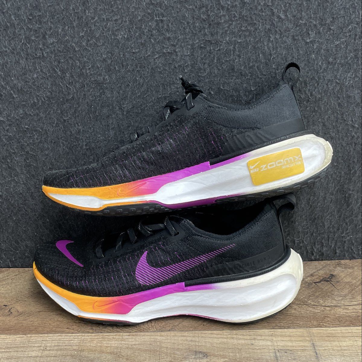 Nike ZoomX Invincible Run Flyknit 3 Black Multi-Color Running Shoes Size 8
