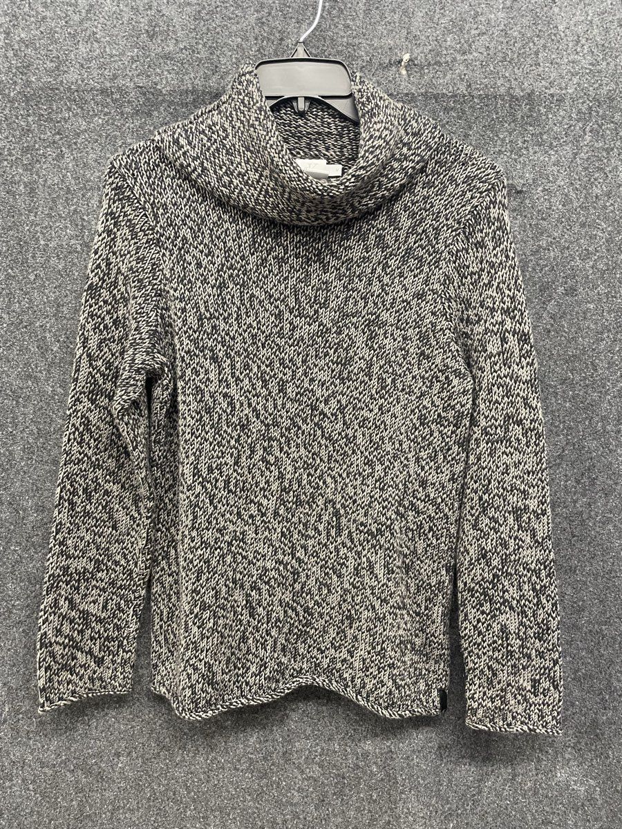 Calvin Klein Jeans Men's Black White Marl Knit Cowl Turtle Neck Sweater Sz M