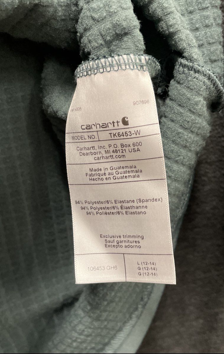 Carhartt Women's Force Relaxed Fit Mock Neck Waffle Knit Shirt Green Sz L