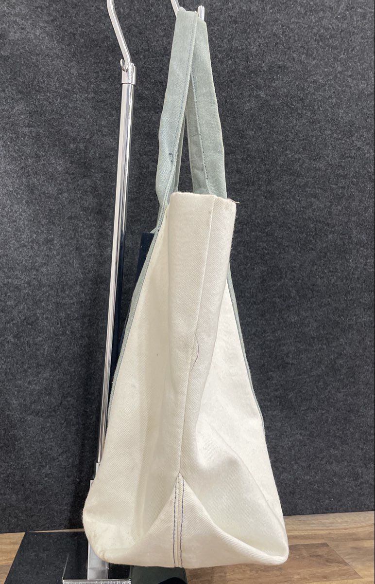 Unbranded White Blue Navy Colorblock Canvas Large Fabric Tote Bag