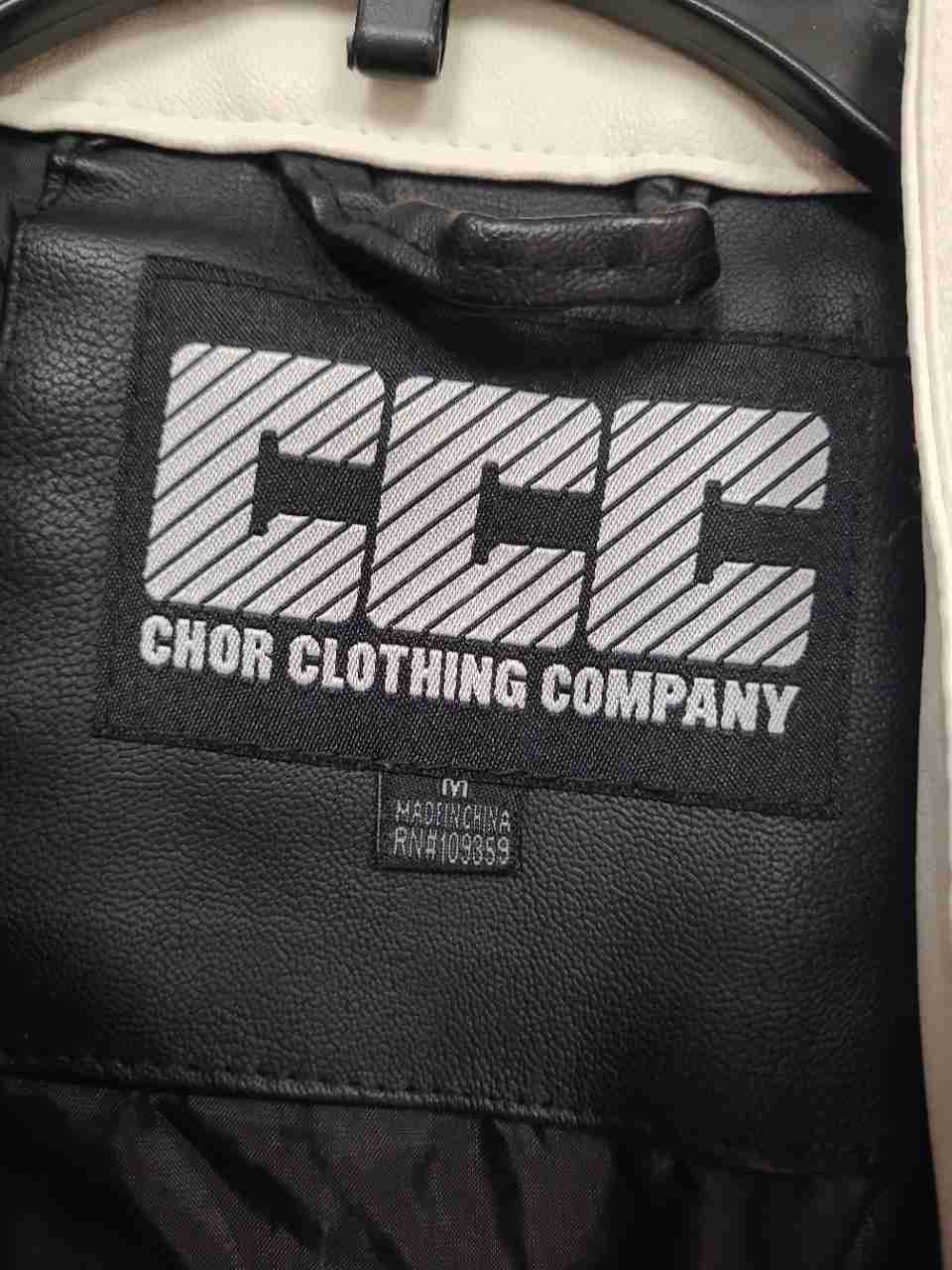 Chor Clothing Company Men's Faux Leather Racing Jacket Black Blue Road King Sz M