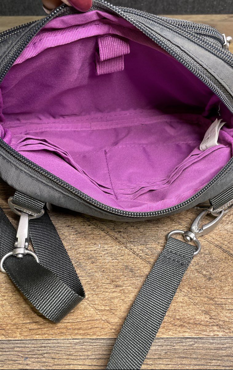 Baggallini Dark Grey Nylon Triple Zip Bagg Convertible Crossbody Waist Bag