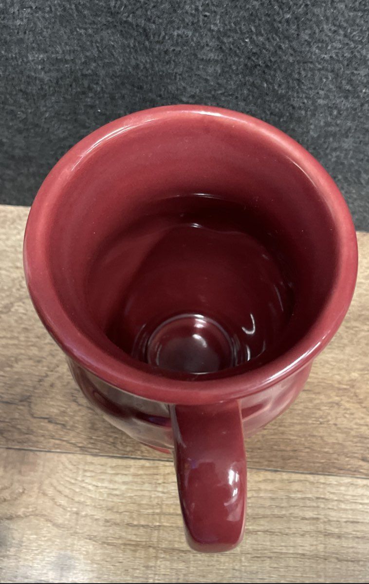Longaberger Pottery Burgundy Red Basketweave Pedestal Mug Vitrified Stoneware