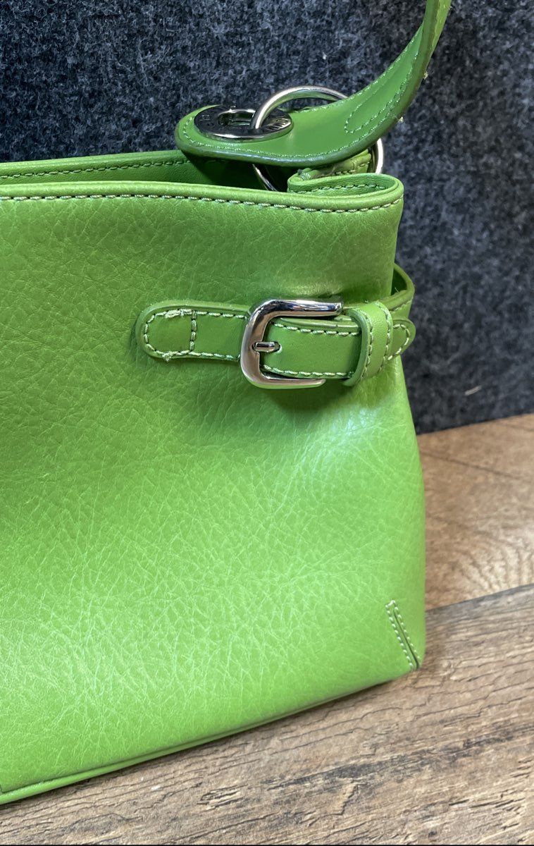 Tommy Hilfiger Lime Green Pebbled Shoulder Bag Silver Buckle Accents Purse