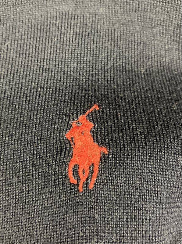 Polo Ralph Lauren Men's V-Neck Pullover Sweater Navy Blue Pima Cotton Sz L