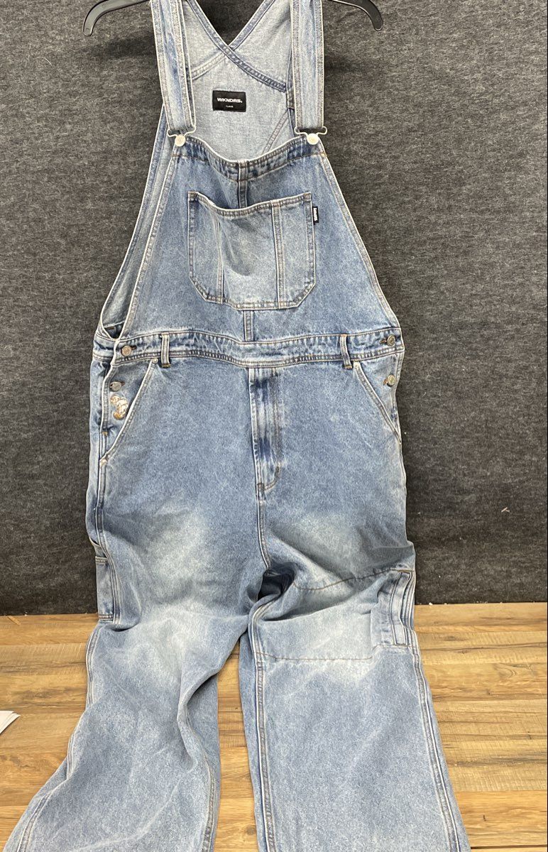 WKNDRS Men's Light Wash Denim Wide Fit Carpenter Overalls XL