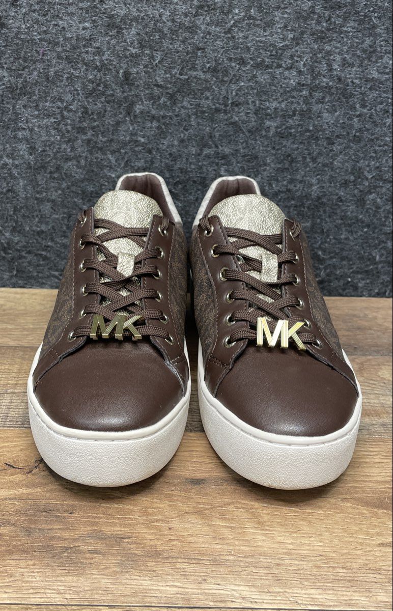 Michael Kors Poppy Brown Signature Logo Platform Sneakers Women's Size 9