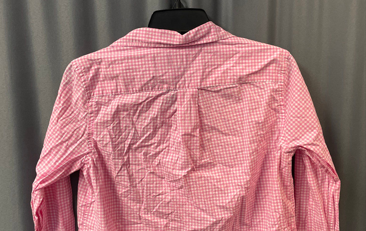 Ralph Lauren Boys Pink Gingham Check Natural Stretch Shirt Sz L 14-16