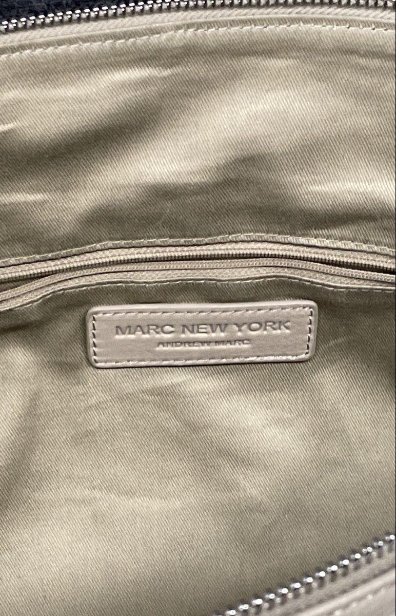 Marc New York Beige Leather Front Zip Tote Bag Handbag