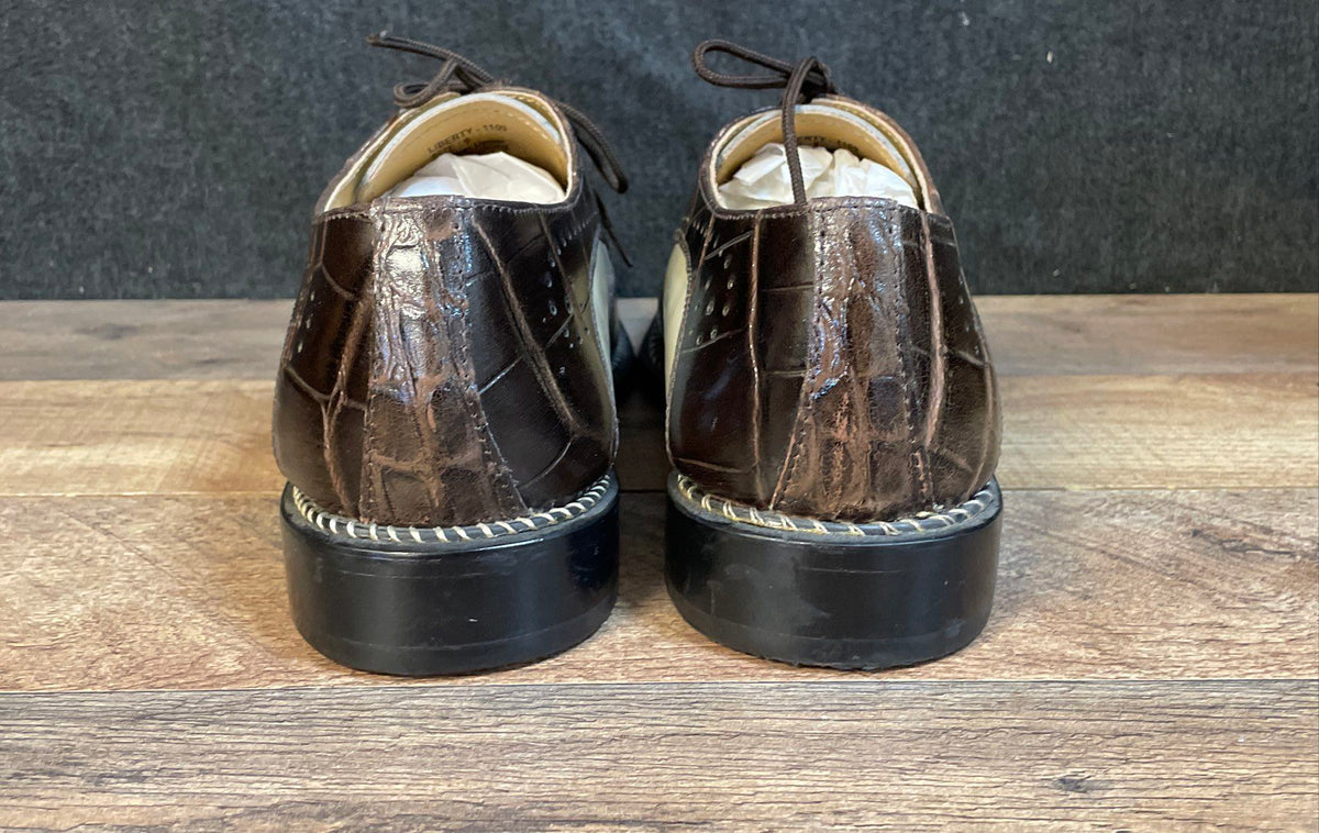 Fortune from Liberty Brown White Leather Wingtip Spectator Brogue Shoes Size 9
