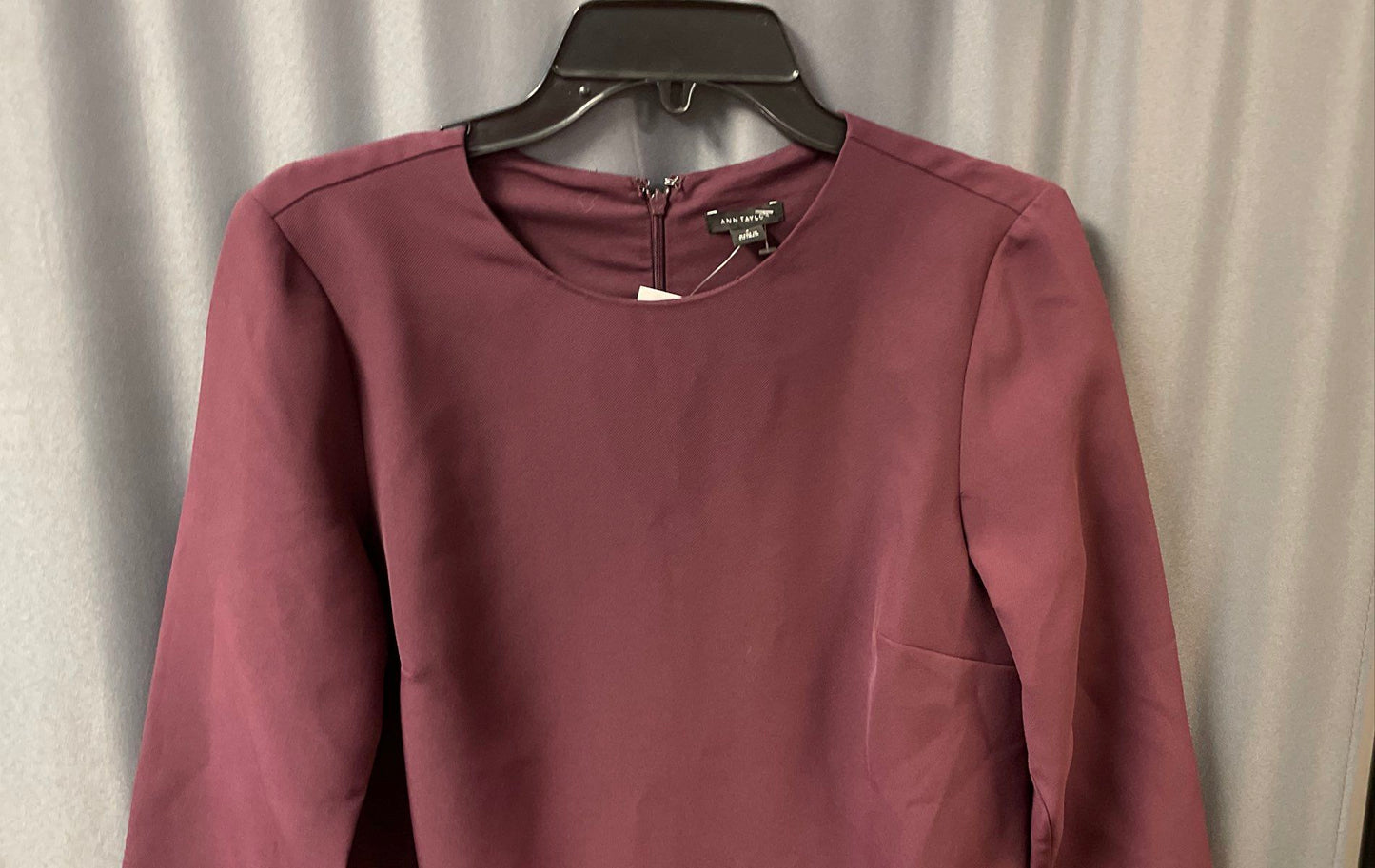Ann Taylor Women's Purple Long Sleeve Shift Dress Plum Crew Neck NWT Sz 4