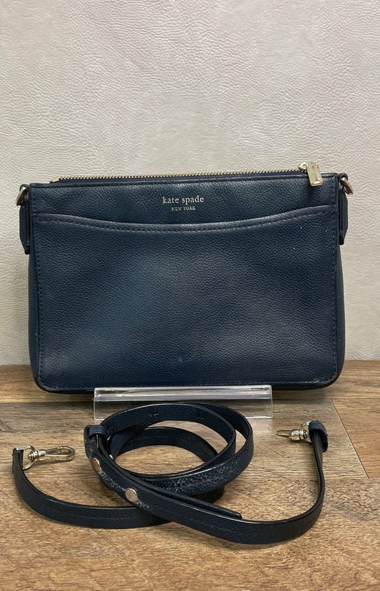 Kate Spade Navy Blue Pebbled Leather Crossbody Bag Gold Hardware