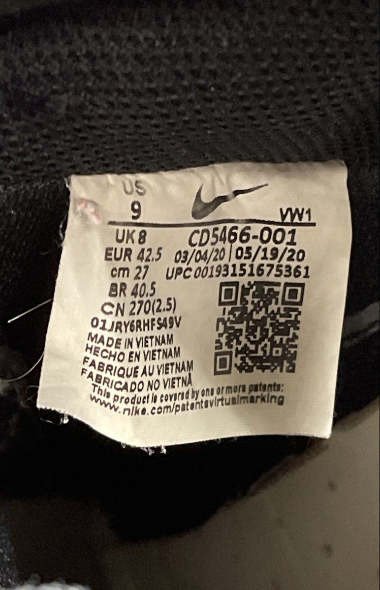 Nike Court Vision Mid Black White Sneakers Size 9 CD5466-001