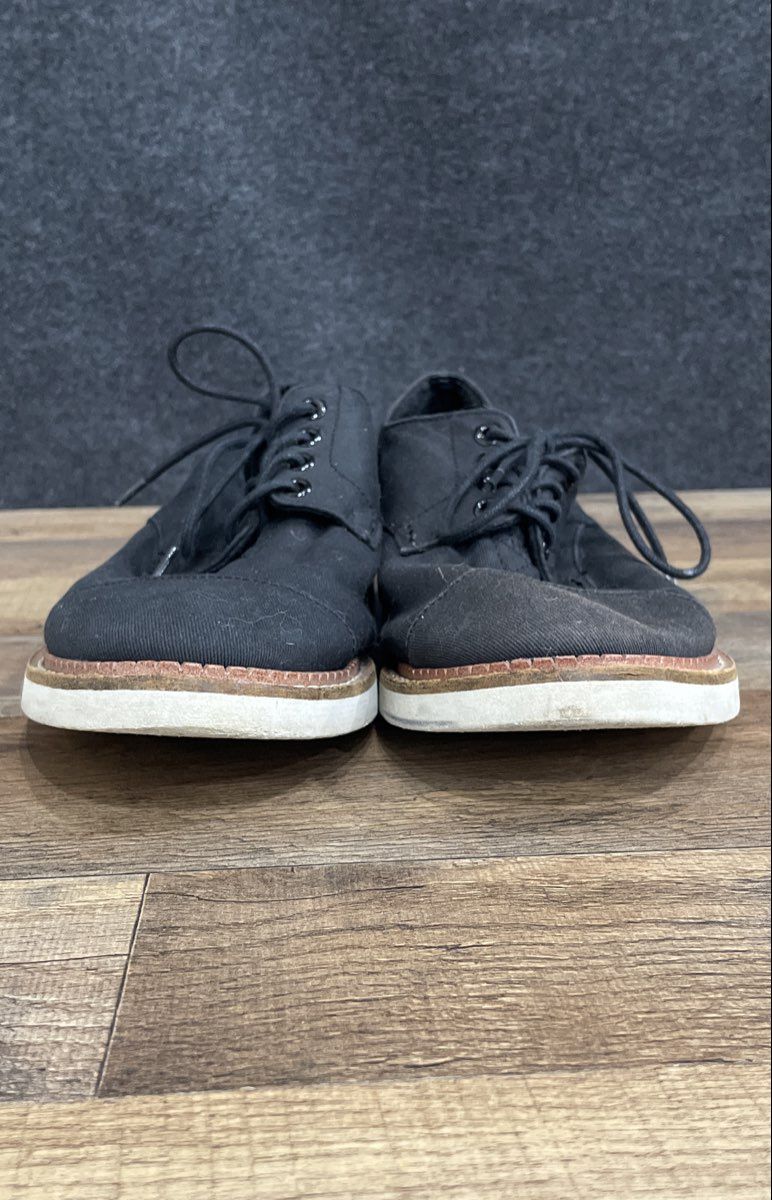 Toms Black Canvas Cap Toe Oxford Casual Lace Up Shoes Men's Size 8.5