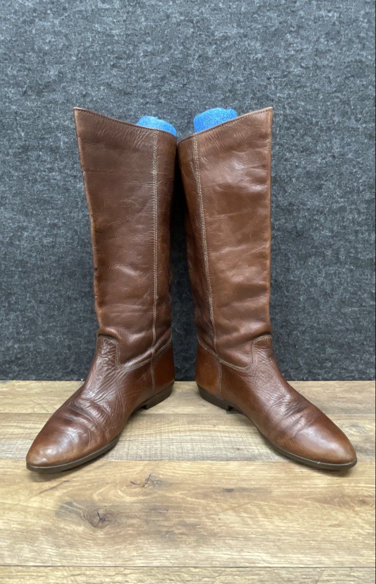 Nine West Brown Leather Tall Knee-High Flat Riding Boots Women's Size 8M