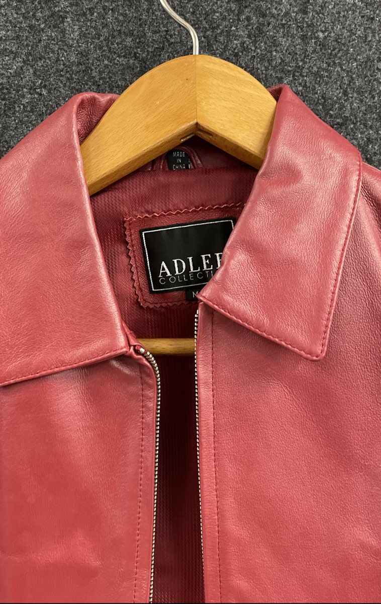 Vintage Y2K Adler Collection Women's Red Genuine Leather Full Zip Jacket Sz M