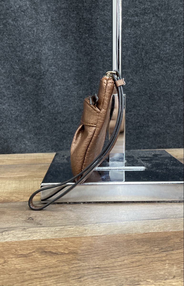 Juicy Couture Bronze Metallic Brown Leather Pleated Wristlet Wallet Large