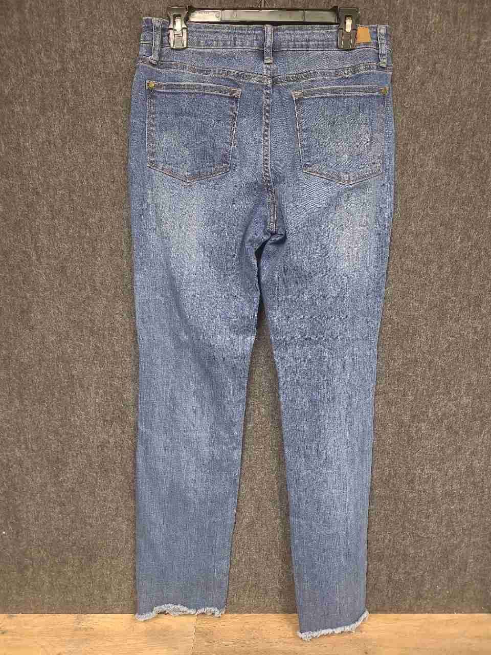 Judy Blue Women's Boyfriend Fit Jeans Blue Distressed Raw Hem Size 11/30