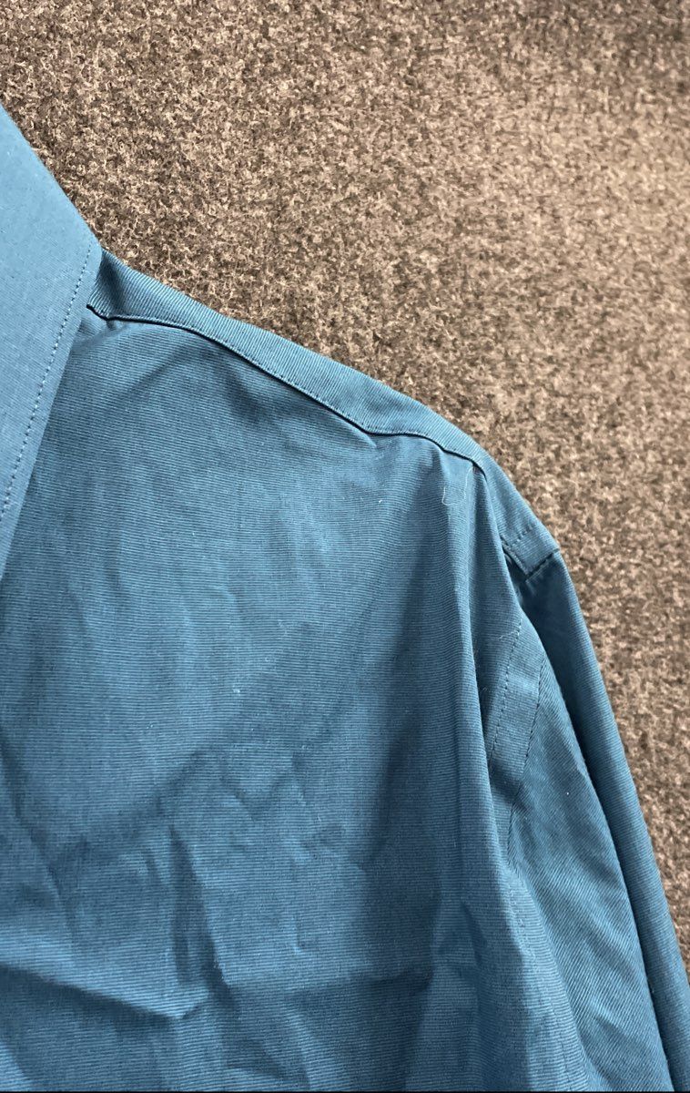 Express Men's 1MX Long Sleeve Dress Shirt Blue Teal Cotton Blend Stretch NWT L