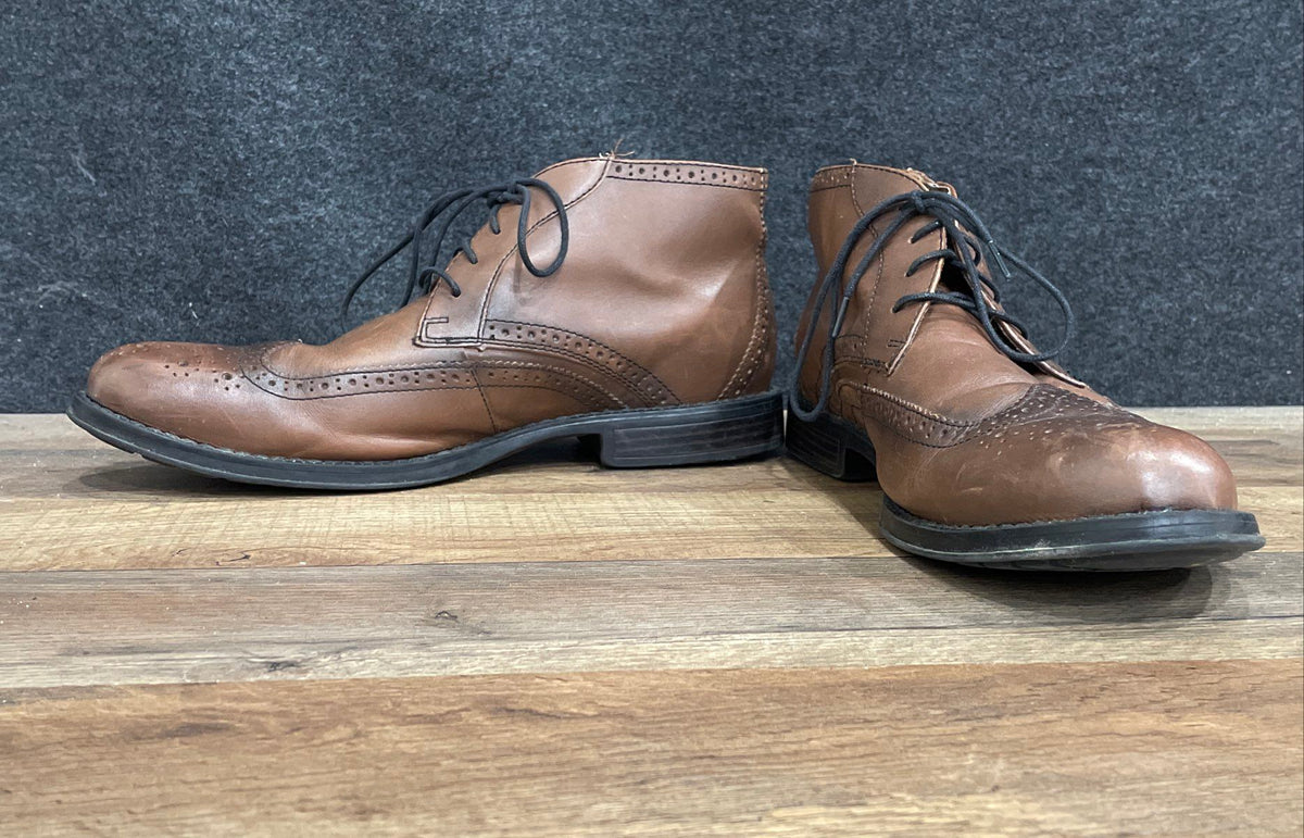Nunn Bush Olin Brown Leather Wingtip Brogue Chukka Boots Men's Size 8M