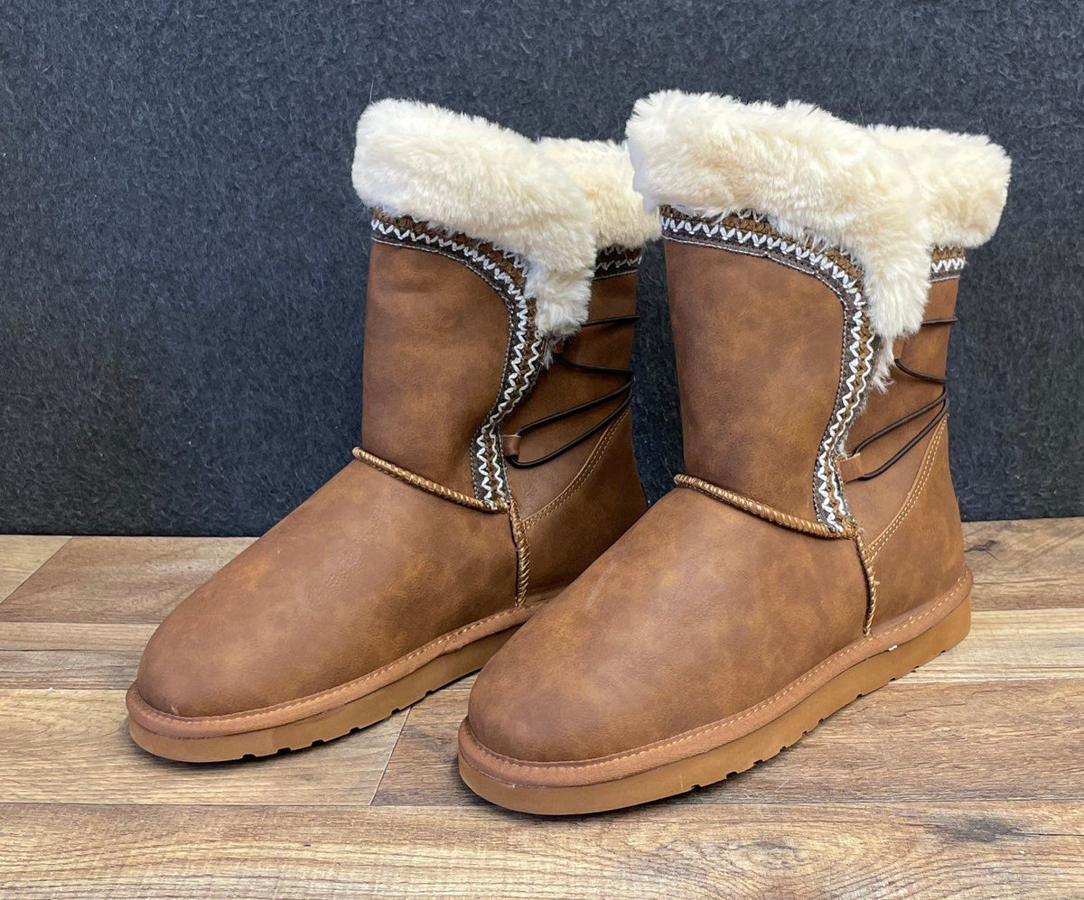 LaMO Women's Chestnut Faux Fur Trim Tall Winter Boots Size 10 NWT