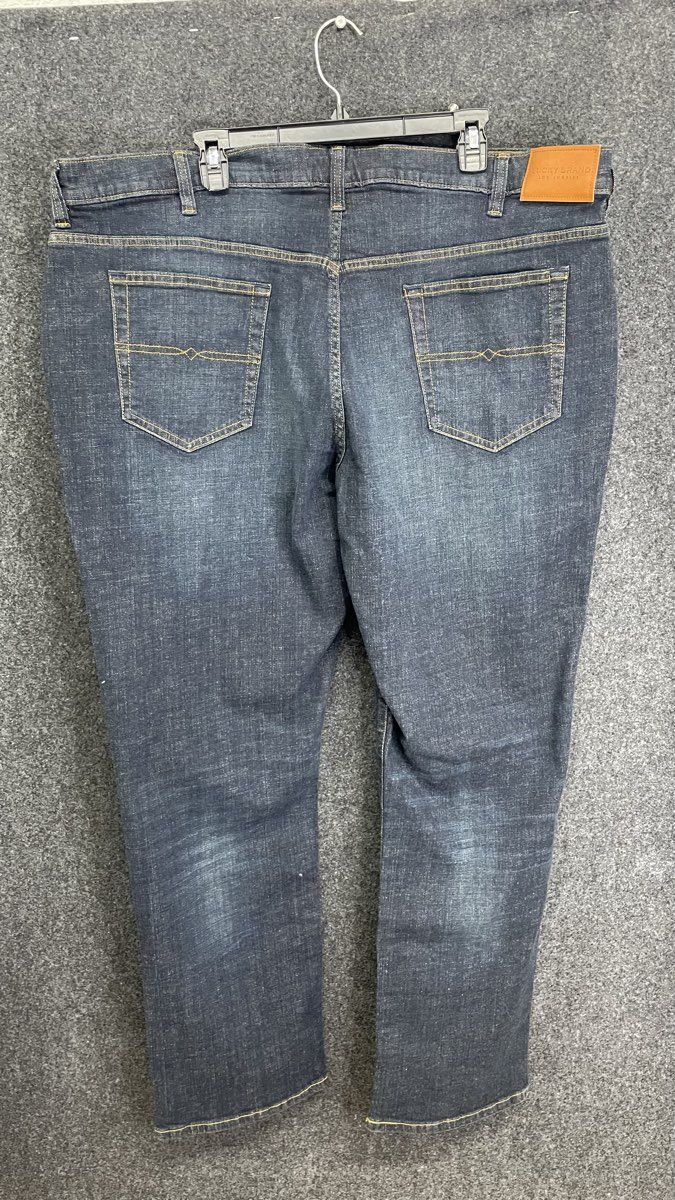 Lucky Brand Men's Dark Wash Denim Jeans Whiskered Straight Leg Sz 46x32