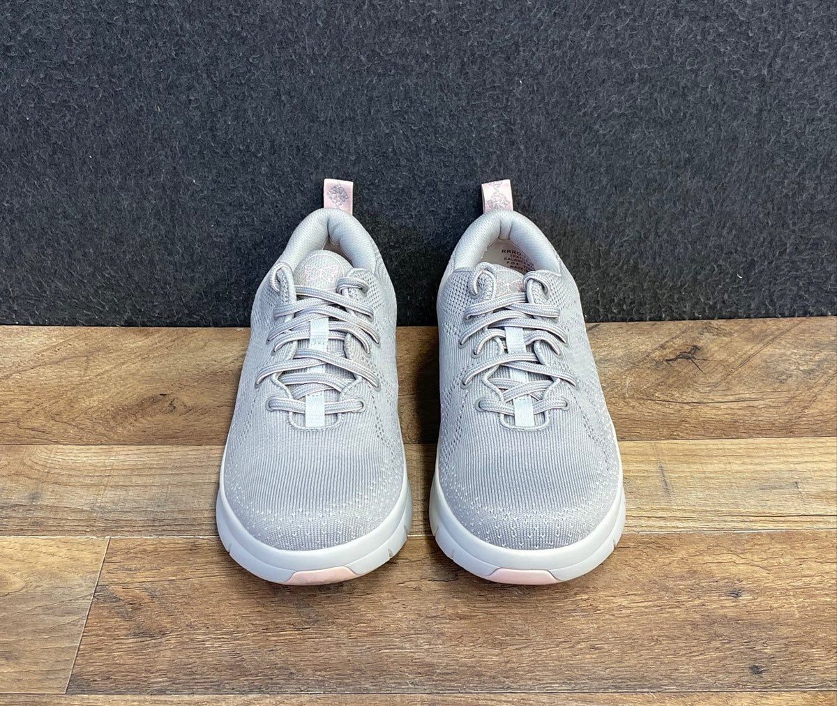 Alegria ROK n ROLL Q-Smidt Light Grey Pink Knit Sneakers Women's Size 38 US 8