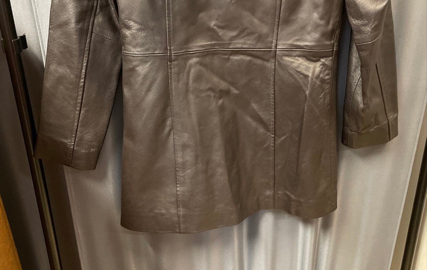 Vintage 90s Y2K Clueless Women's Black Long Genuine Leather Button Jacket Sz M
